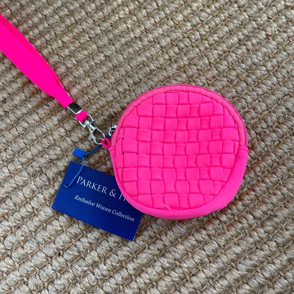 Parker & Hyde Neon Pink Neoprene Woven Coin Purse - Picture 2 of 2